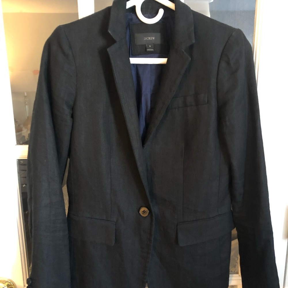J. Crew Linen Regent Blazer in Black